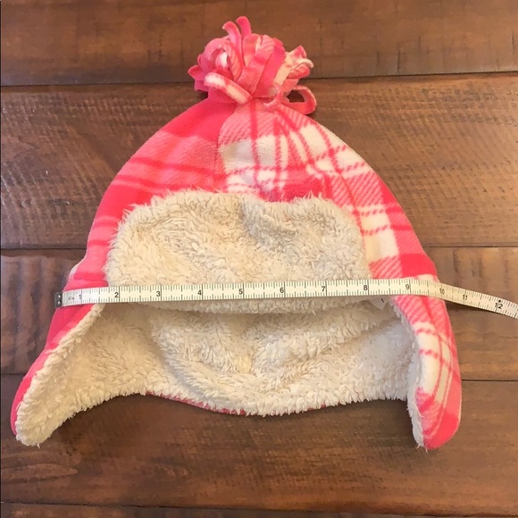 Old Navy pink plaid fleece beanie girls Sz L - Picture 6 of 7